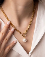 Chain and Pearl Toggle Necklace