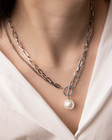 Chain and Pearl Toggle Necklace