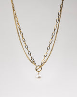 Chain and Pearl Toggle Necklace